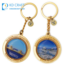 Factory direct sale custom metal polished embossed 3d tourism souvenir printing epoxy keychain